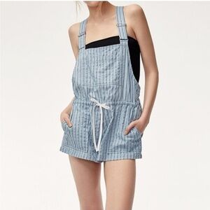 WILFRED Free BLUE STRIPE BEATRIZ 2” ROMPER /OVERALLS Sz M *D22